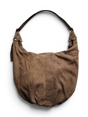 Y2K Slouchy Crescent Suede Hobo Bag With Snake Print Boho Oversized Tan